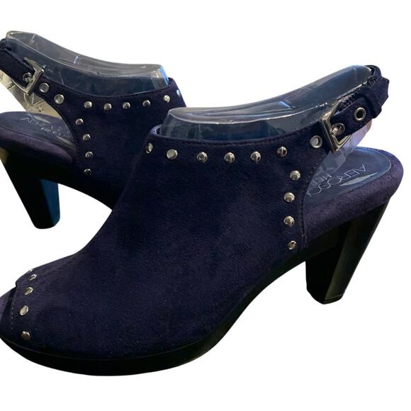 Aerosoles Heels Women's Size 5.5 Haven Eggplant Peep Toe Studded Slingback - Picture 1 of 6